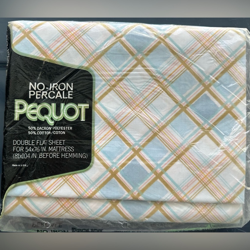 Vintage No-Iron Percale Pequot Double Flat Sheet • NWT